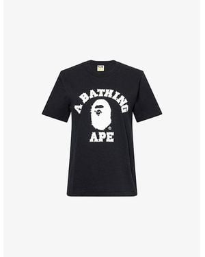A Bathing Ape Crystal-Embellished Logo-Print Cotton-Jersey T-Shirt - Black
