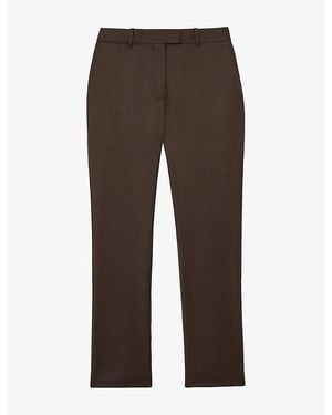 Reiss Derby Slim-Leg High-Rise Wool-Blend Trousers - Brown