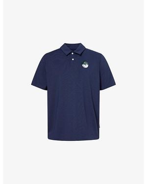 Malbon Fairway Baldwin Woven Polo T-Shirt - Blue
