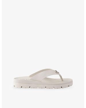 Prada Triangle-Logo Rubber Thong Sandals - White
