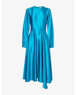 ROKSANDA Yelin Long-Sleeve Silk Midi Dress - Blue