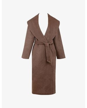 House Of Cb Cocoon Draped-Shawl Wool-Blend Coat Xs (A-C Cup) - Brown