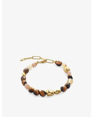 Monica Vinader Rio 18Ct-Plated Vermeil Sterling- Tiger's Eye, Peach Moonstone And Citrine Beaded Bracelet - Metallic