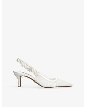 Steve Madden Ensemble Pearl Woven Sling-Back Courts - White