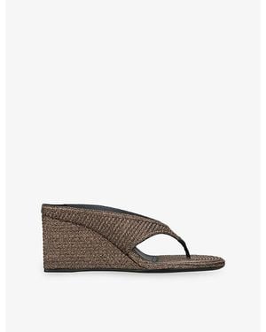 Alaïa Tong 75 Woven Wedge Heels - Brown