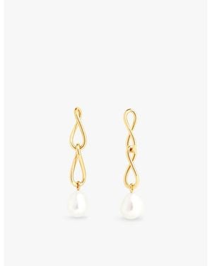 Astrid & Miyu Infinite 18Ct-Plated Sterling- And Freshwater-Pearl Drop Earrings - Metallic