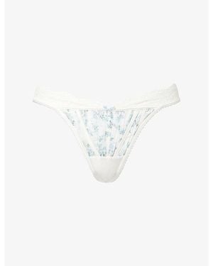 Lounge Underwear Delilah G-String Chiffon-Lace Thong - White