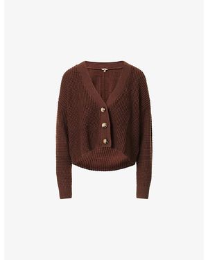 Eberjey Crop Textured Knit Cardigan - Brown