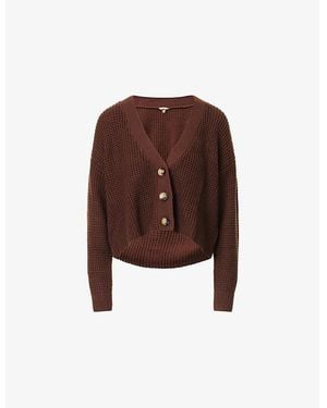 Eberjey Crop Textured Knit Cardigan - Brown