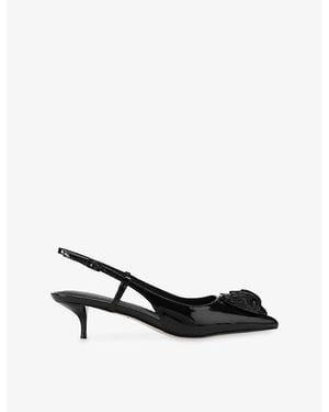Kurt Geiger Belsize 40 Patent-Leather Heeled Slingbacks - Black