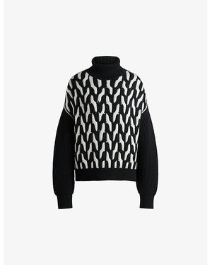 BOSS Turtleneck Dropped-Shoulder Wool Jumper - Black
