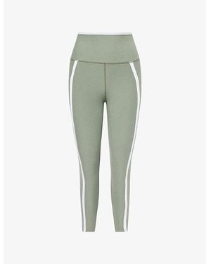 Beyond Yoga Spacedye New Moves Contrast-Trim High-Rise Stretch-Woven Leggings - Green