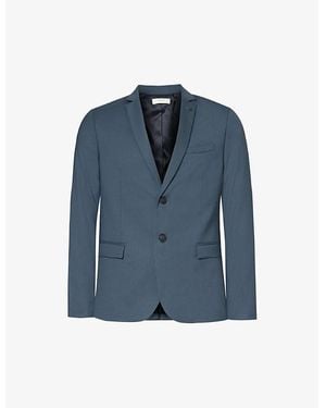 IKKS Single-Breasted Notch-Lapel Stretch-Woven Blend Blazer - Blue