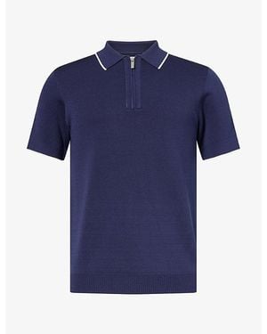 Raith Henry Short-Sleeve Knitted Polo Shirt - Blue