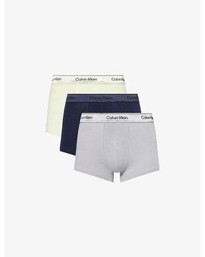 Calvin Klein Icon Pack Of Three Stretch-Cotton Trunks - Blue