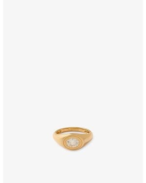 La Maison Du Couturier Skydiamond Crescent 18Ct And 0.1Ct Lab-Grown Diamond Signet Ring - Metallic