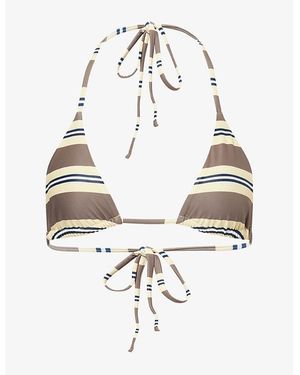 Ru & Rocka Stripe-Print Bikini Top - White