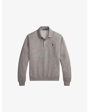 Polo Ralph Lauren Logo-Embroidered Cotton Polo Sweatshirt - Grey
