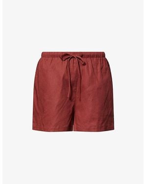 Dissh Quinn Drawstring Linen And Cotton Shorts - Red