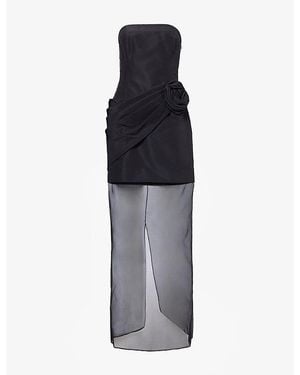 Carolina Herrera Strapless Sheer Silk Maxi Dress - Grey