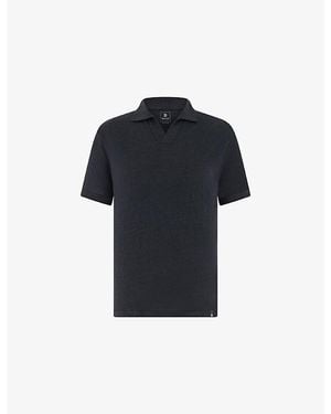 BOGGI Open-Collar Regular-Fit Stretch-Linen Jersey Polo Shirt - Blue