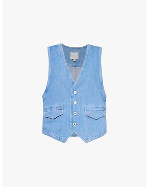 FAVORITE DAUGHTER The Poppy Flap-Pockets Denim Gilet - Blue