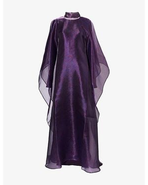 ‎Taller Marmo Suratt Paisley-Pattern Organza Kaftan Dress - Purple