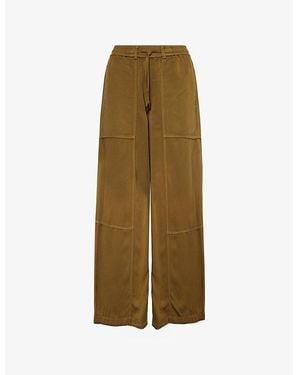 ME+EM Fluid Wide-Leg Viscose-Blend Trousers - Green