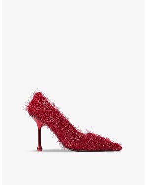 Jimmy Choo Ixia 95 Tinsel Heeled Woven Courts - Red