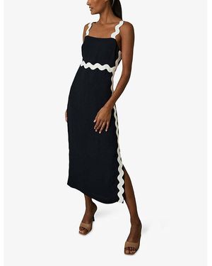 【海外限定】REISSワンピース☆Pink Asher Wave-Trim Crepe Midi Buy Reiss Pink Asher Wave-Trim Crepe Midi Dress from the