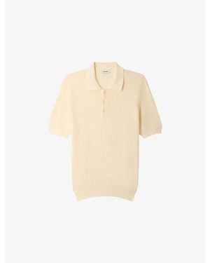 Sandro Relaxed-Fit Waffle-Texture Cotton Polo Shirt - Natural