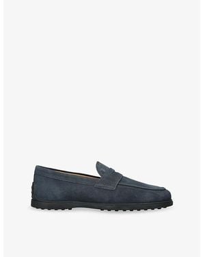 Tod's Mocassino Gomma Suede Loafers - Blue