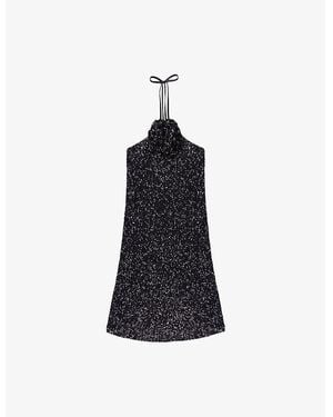 Ro&zo Mimi Sequin Halter-Neck Woven Mini Dress - Blue