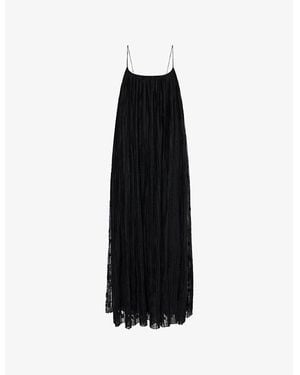 TOTEME Floral Pleated Woven Maxi Dress - Black