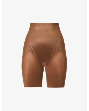 Spanx Shape Invisible High-Waisted Mid-Thigh Shorts - Brown