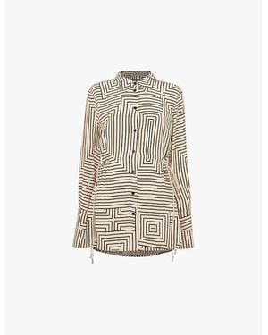 Whistles Angled-Stripe Side-Tie Woven Shirt - Natural