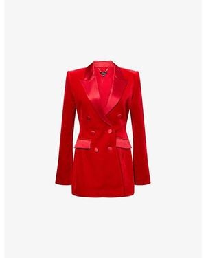 Nadine Merabi Monica Double-Breasted Velvet Blazer Dress - Red