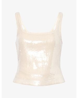 Reformation Carla Sequin Knit Top - White