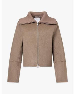 Samsøe & Samsøe Sacleo Cropped Wool-Blend Jacket - Brown