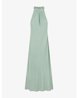 OMNES Milos High-Neck Satin Maxi Dress - Green