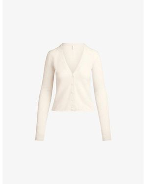 Skims Featherweight V-Neck Cashmere Cardigan - Natural