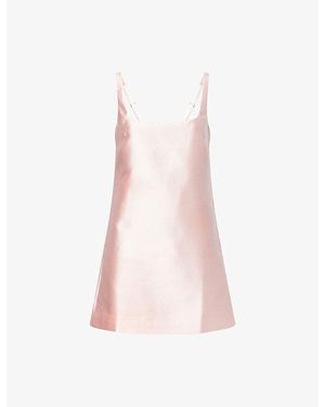 Reformation Elinda Scoop-Neck Satin Mini Dress - Pink