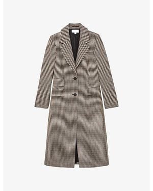 Reiss Karina Checked Wool-Blend Coat - Brown