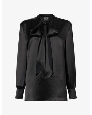 Huishan Zhang June Draped Satin Blouse - Black