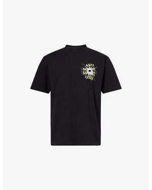 ANTI SOCIAL SOCIAL CLUB Printed Crewneck Cotton T-Shirt - Black