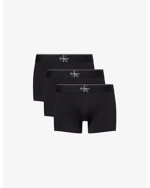 Calvin Klein Archive Pack Of Three Stretch-Cotton Trunks - Black