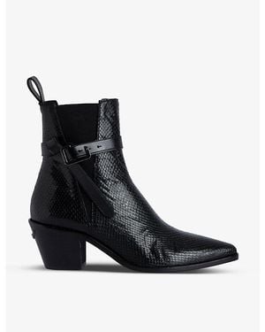 Zadig & Voltaire Tyler Python-Effect Leather Ankle Boots - Black