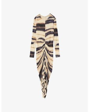 Reiss Georgia Printed Rushed Stretch-Jersey Midi Dress - Metallic