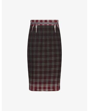 Maison Margiela Tartan-Check Wool-Blend Midi Skirt - Brown