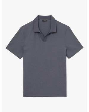 Reiss Dover Textured Stretch-Woven Polo Shirt - Blue